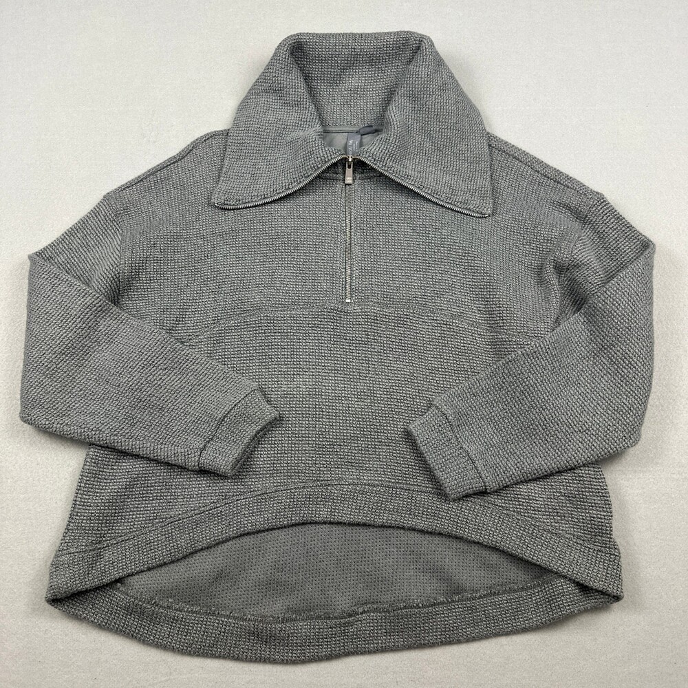 Sweaty Betty Sweater Women Extra Large Gray Half Zip High Collar Boucle Pullover